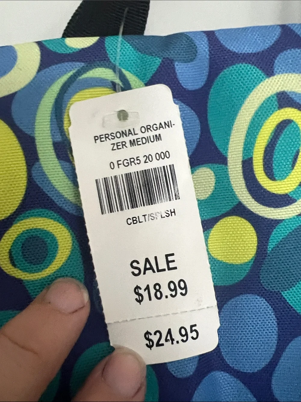 L.L. Bean Hanging Travel Organizer Toiletry Bag - Blue Green Pattern NWT